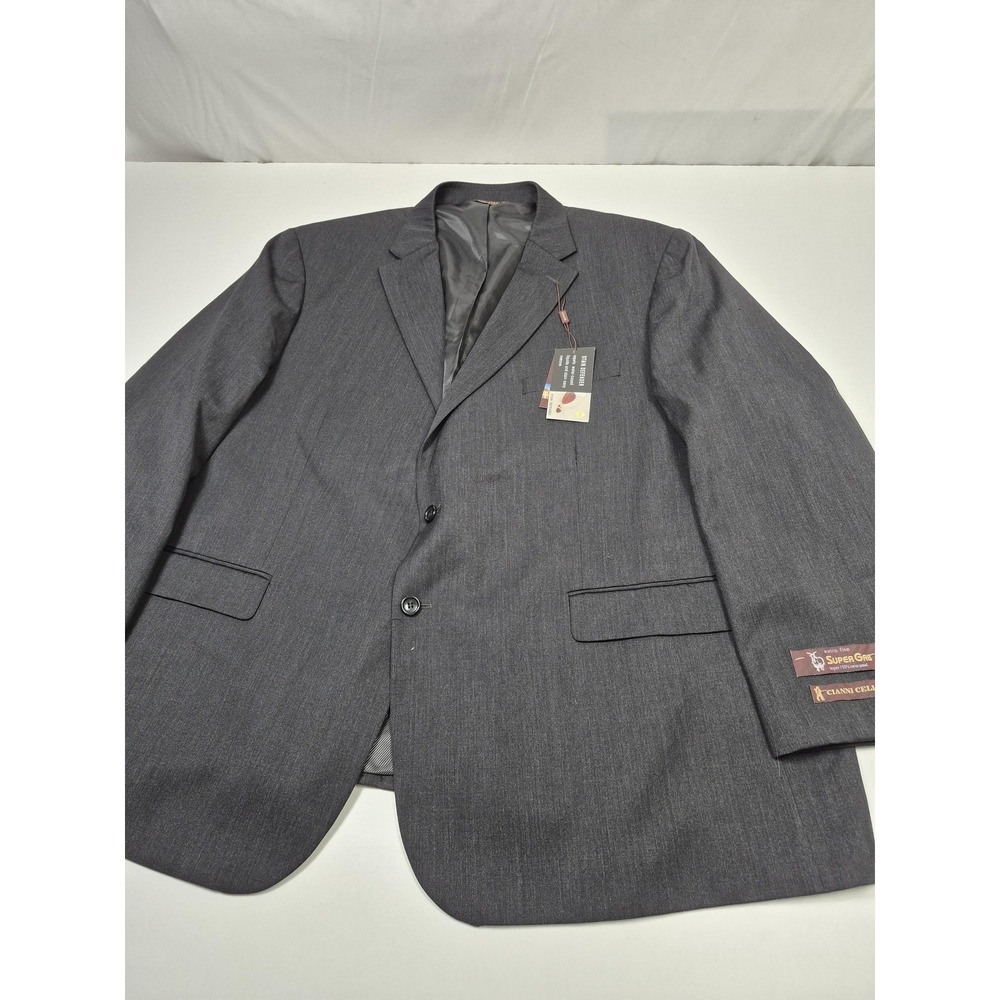 Cianni Cellini Suit Jacket Mens 62R Gray Charcoal Super 110s Wool NWT Blazer